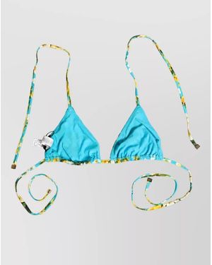 Dolce & Gabbana Floral-Print Halterneck Bikini Top - Blue