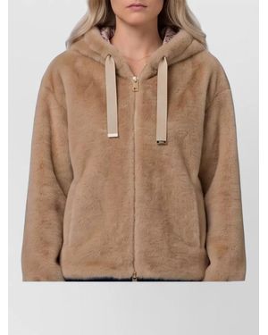 Herno Faux Fur Hooded Jacket Regular Fit - Natural