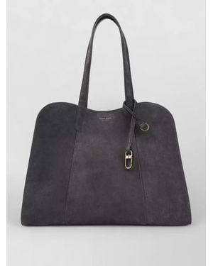 Giorgio Armani Armani Suede Shoulder Tote Bag Charm - Black