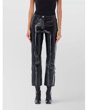Courreges Coated Mid-Rise Flared Cropped Trousers - Blue