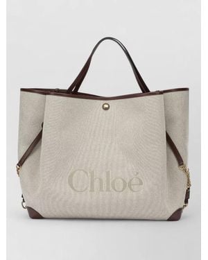 Chloé Clover Chain Trim Large Tote Bag - Natural