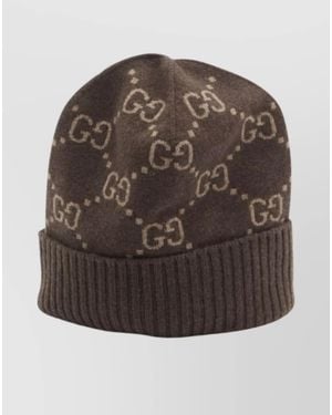 Gucci Ribbed Cashmere Beanie - Brown