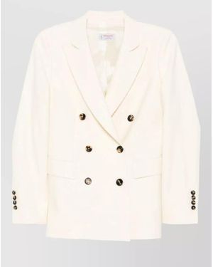 Alberto Biani Double Breasted Jacket Virgin Wool Blend - Natural
