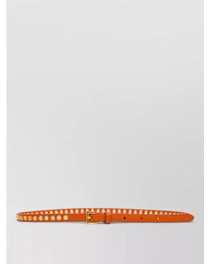 Prada Skinny Eyelet Leather Belt Adjustable Length - White
