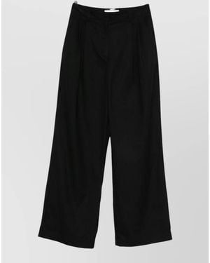 DUNST High Waist Pleated Wide Leg Belted Pants - Black