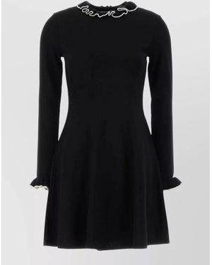 Valentino Garavani Viscose Blend Mini Dress Long Sleeves - Black
