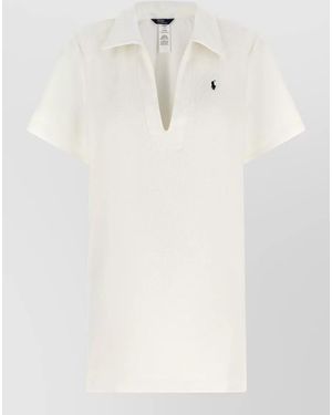 Polo Ralph Lauren Terry Cloth Dress Short Sleeves Collar - White