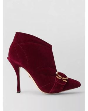 Dolce & Gabbana Velvet Ankle Boots - Red