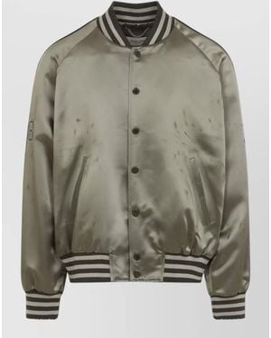 Golden Goose Raglan Sleeve Bomber Jacket Ribbed Cuffs Hem - Green