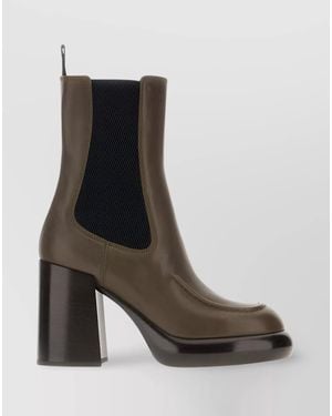 Burberry Mud Leather Ankle Boots - Brown