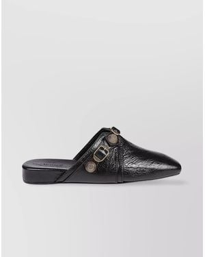 Balenciaga Leather Cosy Cagole Slippers - Black