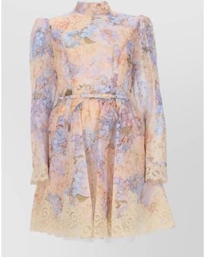 Zimmermann Linen Silk Mini Dress - Pink