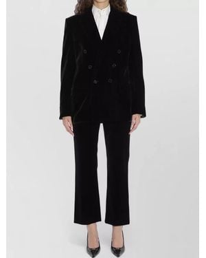 Saint Laurent Velvet Double-Breasted Blazer - Black