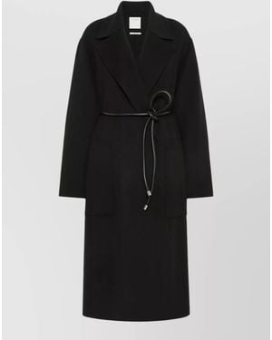 Sportmax Long Oversized Coat Belt Detail Wool - Black