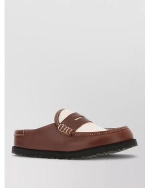 Birkenstock Leather Raffia Loafers - Brown