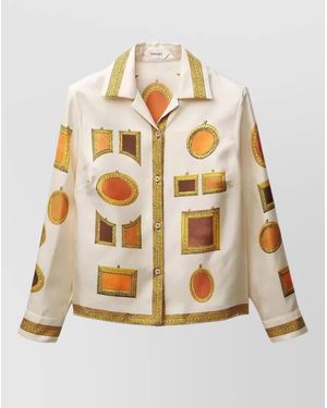 Versace Printed Silk Twill Shirt - Metallic