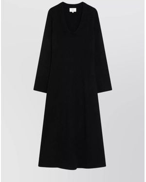 Loulou de Saison Long Sleeve Midi Knit Dress - Black