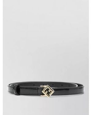 Fendi Ff Diamonds Patent Leather Waist Belt - White