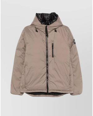 Canada Goose Short Down Jacket With Hood And Pockets - Natural