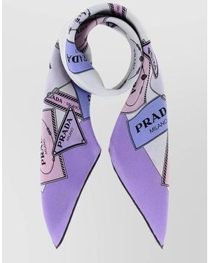 Prada Printed Twill Scarf Rectangular Shape - Purple