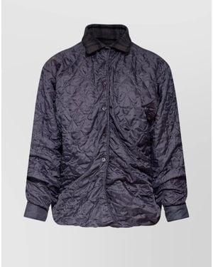 Maison Margiela Virgin Wool Quilted Check Puffer Jacket - Blue