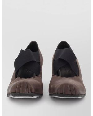 Uma Wang Leather Ballerina Court Shoes Square Toe Block Heel - Black