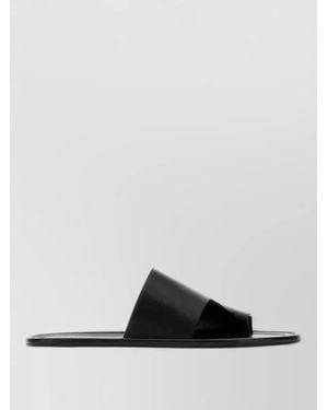 The Row Malick Leather Thong Flat Sole Slippers - Black