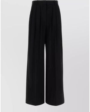 The Row Daniele Wool Wide Leg High Waist Pant - Black