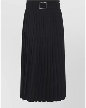 Sportmax Wool Low-Rise Pleated Midi Skirt - Black