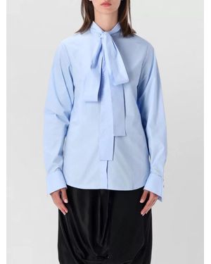 7 For All Mankind Bow Tie Neck Long Sleeve Blouse - Blue