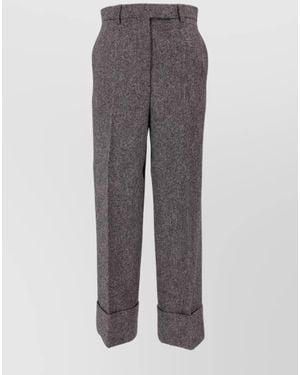 Thom Browne Wool High-Rise Wide-Leg Cropped Pants - Gray