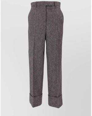 Thom Browne Wool High-Rise Wide-Leg Cropped Pants - Gray