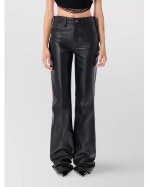 The Attico Leather Straight-Leg Trousers - Black