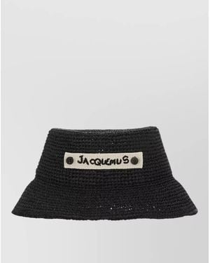 Jacquemus Raffia Bucket Hat Grosgrain Ribbon Band - Black