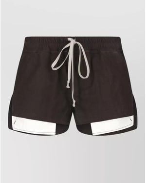 Rick Owens Straight Shorts Contrast Hem Side Pockets Slits - Black
