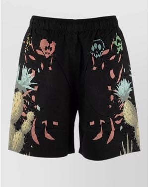 Barrow Graphic Print Mid Length Relaxed Fit Swim Shorts - Black