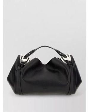 DIESEL Leather Knot D Structured Handbag Top Handle - Black