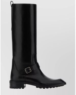 Saint Laurent Vadim Leather Ankle Boots With Buckle Detail - Black