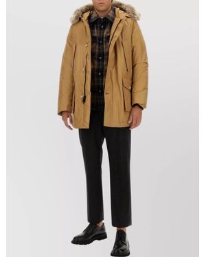 Woolrich Arctic Long Length Quilted Jacket With Fur Trim Hood - Multicolor
