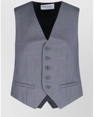 Frankie Shop Sleeve Detail V-Neck Top - Blue