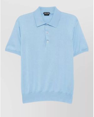 Tom Ford Nylon Blend Silk Polo Collar Shirt - Blue