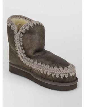 Mou Eskimo Flat Sole Round Toe Boots - Brown