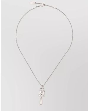 Vivienne Westwood Chain Link Necklace Lock Charm Pearls - White