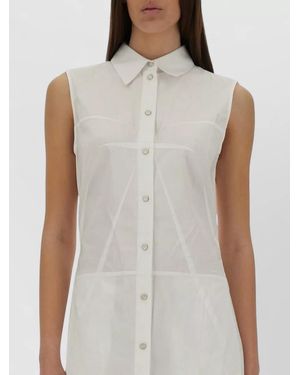 Helmut Lang Sheer Bustier Shirt Dress Slim Silhouette - White