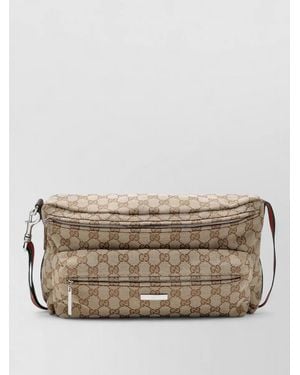 Gucci Crossbody Bag Adjustable Strap Front Pocket - Grey