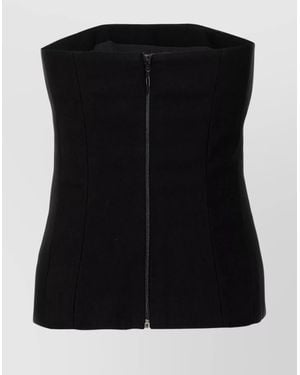 Monot Fitted Panel Detail Strapless Top - Black