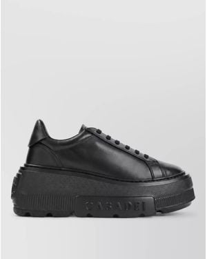 Casadei Leather Lace-Up Sneakers - Black