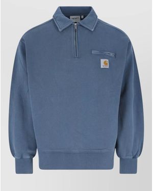 Carhartt Hooded Jacket Chest Pocket Ribbed Cuffs - Blue