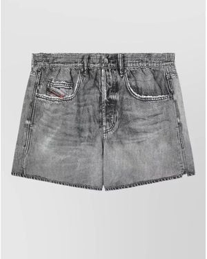 DIESEL Denim Effect Shorts Raw Hem Pockets - Grey