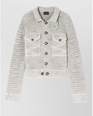 Giorgio Armani Jacket Chest Pockets Long Sleeves Ribbed Finishes - White